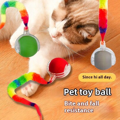 3 ألوان، 3 أوضاع رياضية، كرة لعب تفاعلية للحيوانات الأليفة قابلة للشحن عبر USB، كرة قط ذكية بذيل نمط ، كرة تفاعلية للقطط والكلاب، كرة لعب للحيوانات الأليفة تلعب بنفسها، لعبة قطة تفاعلية
