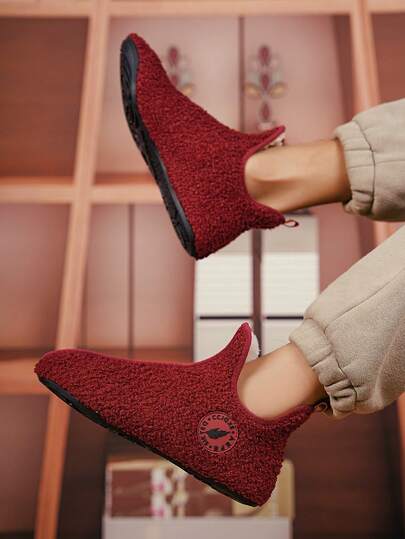 Men's Indoor Slippers, Warm Wool Comfortable Non-Slip Ankle Shoes With Thermal Lined, Suitable For Indoor Wear, Autumn/Winter