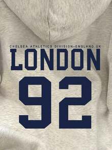 2025 HoodiesINAWLY Women's Casual Letter Pattern Drop Shoulder Hoodie Sweatshirt, Autumn, ChristmasLoose And Comfortablewinter Clothes For Women - 淺灰色 5 - 查看 3