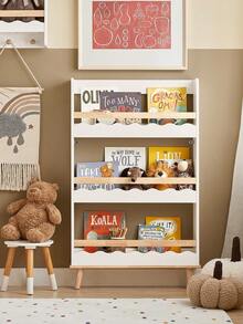 SoBuy KMB77-W，儿童书柜书架壁架 3 层儿童墙壁储物架，宽 75 x 深 15 x 高 120 厘米 - 白色 - 查看 1