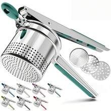 Large Silicone Handle Potato Masher With Side Holes (Patent Pending), Efficient 15OZ Large Potato Crusher, Replaceable Base Model, For Making Mashed Potatoes, Comfortable Handle Potato Masher - màu xanh lá - Xem 7