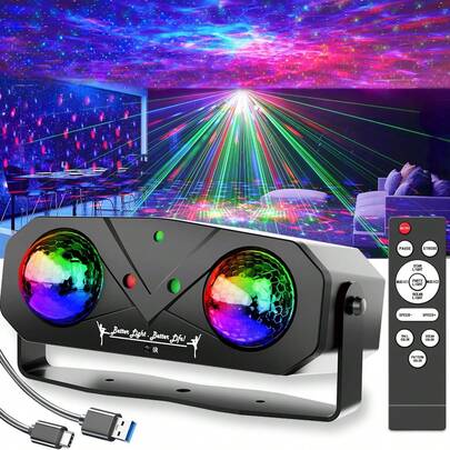 Party Disco Ball, Dj Disco Light Strobe Dance Sound Activated With Remote Control Stage Rave Light Ocean Star Projector For Club Parties  Christmas Halloween Décor Birthday Outdoor Glow Party