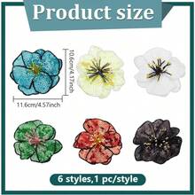 6 Pcs Sequins Flower Beaded Patches Clothing Colorful Handmade Floral Embroidery Patch Applique Clothes Flower Decorated Motifs Sew On Clothes Garment Accessory - 最初的 - 查看 3