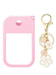 2pcs/1pc (30ml) Hand Sanitizer Spray Bottle Protective Case, 26 Cherry Blossom Letter Pendant, Silicone Spray Bottle Anti-Drop Anti-Collision Protective Cover, Keychain Design, Easy To Carry For Travel, Can Be Hung On Bags, Keys Or Children's Backpacks, Wear-Resistant, Waterproof, Reusable Protective Cover Suitable For Hand Sanitizer Spray Bottle, Travel, Outdoor, Gifts, Halloween Gifts, Christmas Gifts