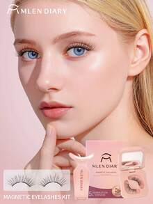MLEN DIARY Mlen日记磁性假睫毛套装，10.5-12mm可重复使用假睫毛，无需眼线，升级版3D双磁性假睫毛，便携式无胶睫毛簇，打造自然轻盈妆容（樱花睫毛） - 自然纖長款 - 查看 2