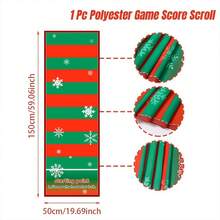 1pc Rolling Game Score Scroll, Durable Polyester Holiday Game Board For Family Gatherings, Winter Festive Decorations, No Electricity Needed, Christmas Party Decorations, Festive Table Setting, Playful Design, Easy Setup Game, Games, Board Games - Multicolor - View 12