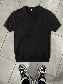 Men's Casual Solid Color Short Sleeve Knitted Sweater, Summer