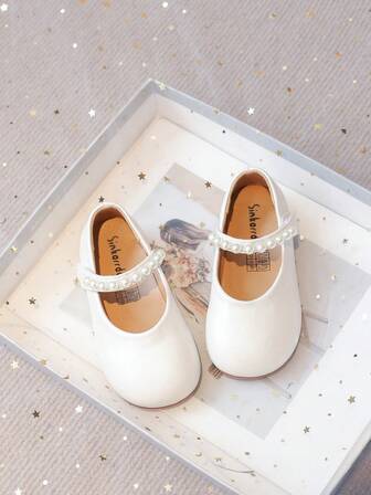 1 par de botas blancas para niñas 2025 nuevas, zapatos planos para niños con suela suave antideslizante de talla 21-30, zapatos de princesa blancos, zapatos blancos pequeños con moño