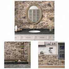 1 Rolle Braun Marmor Textur Muster Tapete Aufkleber, Heim Dekoration Wandpapier, geeignet für Schrank, Tisch, Möbel Rückwand Erneuerung, selbstklebende abnehmbare Tapete 40cm x 100cm/300cm/500cm/1000cm