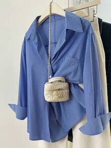 Plus Size Striped Loose Fit Elegant & Versatile Blouse