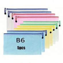 5/10pcs Super Large Grid Waterproof Zipper File Bags - A3/A4/B4/A5/B5/B6 Transparent, Durable Student And Professional Document Organizers, Ideal For Paper And Test Storage - Multicolor - View 9