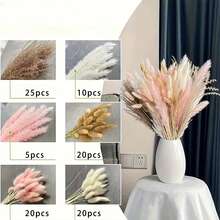 100pcs Dried Pampas Grass Bouquet - Soft Pink To Beige - 17 Inch Tall Boho Wedding, Home Or Grandparents' Day Decor - Elegant Tabletop, Living Room Or Fall Piece - Long Lasting Floral Decoration - Pink - View 2