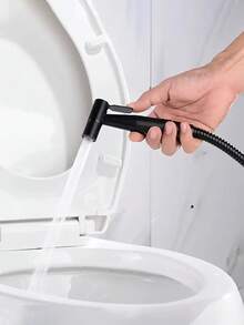 3件套不锈钢手持式冲洗喷头，多功能马桶淋浴喷头，高压浴室清洁喷头，拉丝表面，适用于马桶、浴室水龙头、房车、厨房和浴室配件，个人卫生、宠物洗澡和衣物清洁，浴室清洁必备品，理想的浴室配件和浴室工具礼品之选 - 黑色 - 查看 2