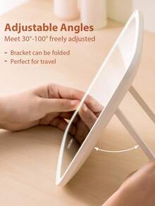 1个LED化妆镜，触摸屏，3档亮度可调，便携式垂直折叠化妆镜，宿舍化妆镜，带灯化妆镜，家用桌面化妆镜，高端美容桌面化妆镜，带装饰灯，可充电LED化妆镜，触摸控制 - 3档亮度可调，便携式化妆镜，送给女孩和女士的理想礼物 - 彩色 - 查看 4