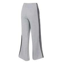 Adidas Originals 3S WIDE SWEATPANTS, Knitted Loose Casual Running Pants For Women, JV7476 - Medium Heather Grey/Black - View 2