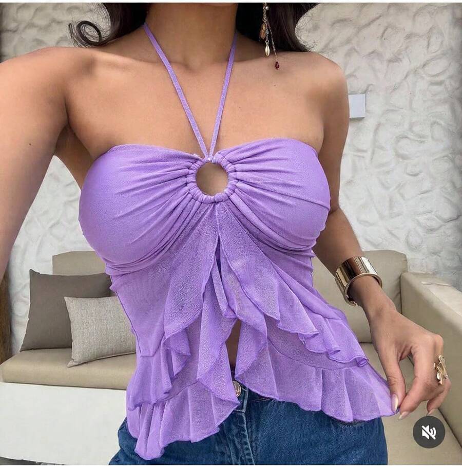 Strapless Dress Fashion Casual - 紫丁香色 - 查看 1