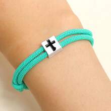 Vòng tay hợp kim Milan hình khối chữ thập có thể điều chỉnh dành cho nam và nữ - đi qua - Xem 8