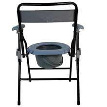 Folding Steel Commode Chair Portable Toilet With Safety Lock And 9 Litre Pail UK - Default - View 5