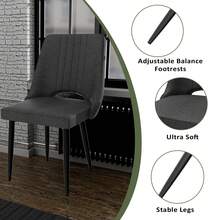 Esszimmerstühle 4er Set, Stühle Esszimmer Stoff mit Hoher Rückenlehne, Küchenstühle Modern mit Metallfüßen, Gepolsterter Esstisch Stühle Geeignet - Dunkelgrau - Übersicht 4