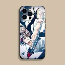 Custodia per telefono compatibile con Asta Black Clover, adatta per modelli 17, 16, 15, 14, 13, 12, Pro, Max, Plus, E, SE4, Air, Mini, in morbida cover nera