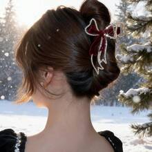 Winter Light Luxury Super Hold Oversized Hair Claw For Women - Soft Fluffy Plush Hair Accessory With Exquisitely Sculpted Metal Frame, Hand-Inlaid Premium Rhinestone Butterfly Motif, High-End Polished Metallic Finish, Sturdy Non-Slip Jaw Clip With Anti-Slip Silicone Lining, Skin-Friendly Plush Fabric, Oversized Size For Thick/Extra-Thick/Medium/Long Hair