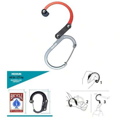 HEROCLIP Mosquetn con Clip y Gancho Mediano para Camping Mochila Maletas y Organizacin de Cochera Negro Durable y Prctico