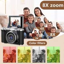 数码相机，1080P高清数码相机，拍摄数码相机，相机套装，180°翻转屏，8倍自动变焦，防抖，小巧便携，带读卡器，适合初学者，更适合作为生日、圣诞节和新年礼物