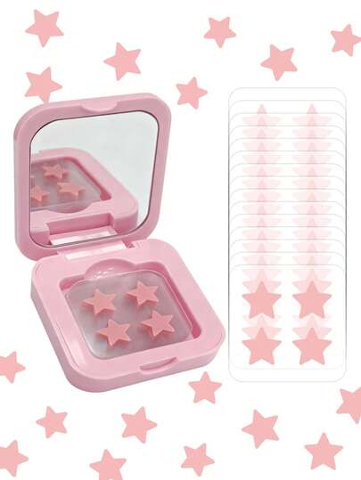 60 piezas/caja de lindos adhesivos decorativos con forma de estrella - Parches hidrocolloides para cubrir el acné, sin alcohol, sin fragancia, suaves para la piel, fáciles de aplicar, resistentes al agua, muy adecuados para decoración de fiestas, parches faciales, parches correctores, con espejo de maquillaje, maquillaje, económico, decoración de habitación, tocador, viaje, dormitorio, accesorios de maquillaje