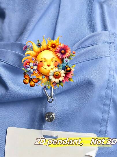 Porta-cartão de identificação de enfermeira em acrílico plano 2D - Porta-etiquetas retrátil com estampa de girassol, para estudantes de medicina e enfermeiros - Material PMMA para identificação no local de trabalho, porta-etiquetas médicas | Design divertido | Acrílico, Acessórios para enfermeiras, Volta às aulas, Presente para professores