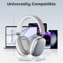 Wireless Over-Ear Headphone,350mAh LargeCapacity Battery Headset,360 Degree SurroundSound Headset, Retractable DesignPortable Audio Earphone - 均碼 - 查看 1