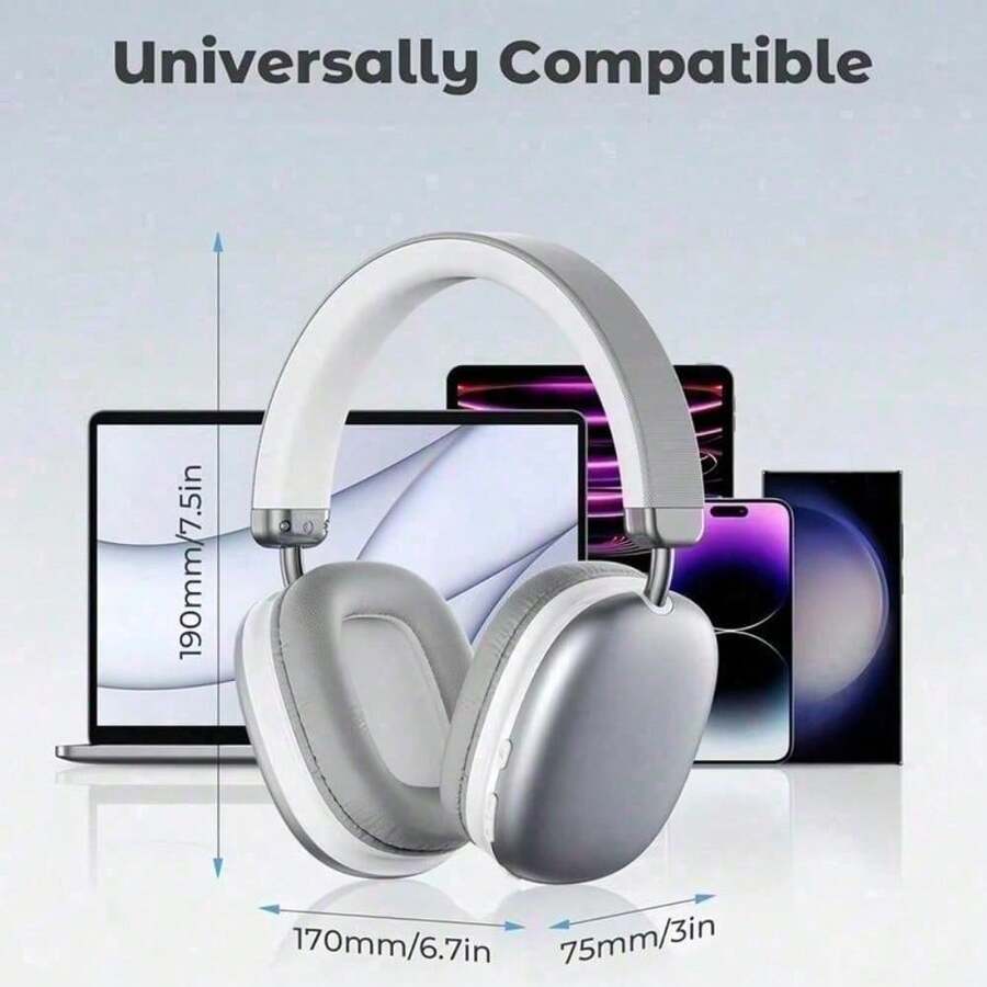 Wireless Over-Ear Headphone,350mAh LargeCapacity Battery Headset,360 Degree SurroundSound Headset, Retractable DesignPortable Audio Earphone - 均碼 - 查看 1