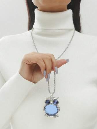 Neue modische elegante Blatt-Oval-Anhänger-Halskette, Damen lange Pullover-Kette