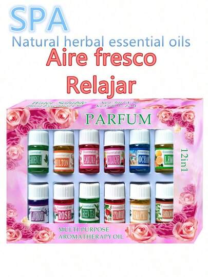 [12 sabores] Juego de aceites esenciales de máquina de aromaterapia soluble en agua, humidificador aromático, difusor, difusor, perfume, perfume, perfume, fragancia, aceite esencial aromático, fragancia interior, aceite esencial aromático, aceite esencial de fragancia, aceite de color, aceite esencial de relajación