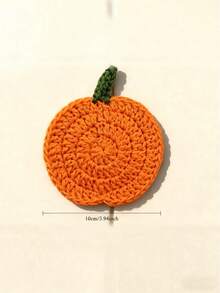 4 件套钩针南瓜杯垫、手工布艺饮料垫、秋季农舍装饰、感恩节餐桌配件、万圣节厨房礼物手工钩针万圣节南瓜杯垫、手工编织纱线、耐热杯垫、节日