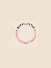 时尚蛋白石鼻环，316L不锈钢材质，鼻中隔环，男女通用耳环，身体穿刺饰品，低过敏性，易于清洁，铰链式闭合设计，适用于耳软骨、耳廓、耳垂、耳屏、耳廓内侧等部位。 - N051 - 查看 15