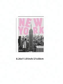 1 张无框帝国大厦海报，复古粉色印刷，复古都市美学墙面装饰，适合客厅、办公室、卧室、旅行主题礼物、返校装饰 - 彩色 - 查看 13
