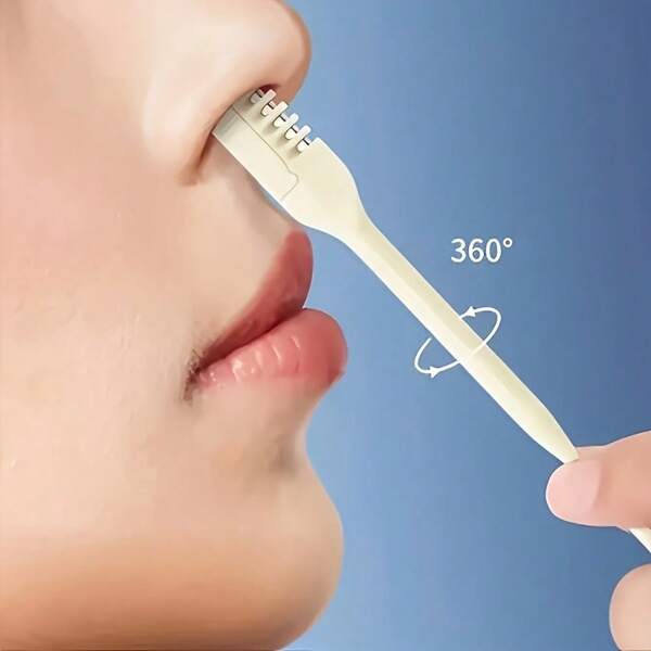 Recortador de vello nasal portátil 50/20/5 - Apto para hombres y mujeres, raspador manual suave, sin fragancia, cuchilla de doble cabeza de acero inoxidable para el vello nasal, cuchara espiral para el oído