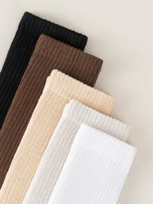 1/3/6/15/20 perechi de șosete de iarnă/toamnă pentru femei, ciorapi stratificați, șosete tricotate casual de toamnă și iarnă, șosete Scrunchie pentru femei, șosete casual, culoare Maillard, șosete albe simple pentru femei - Multicolor - Vizualizare 9