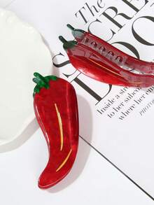 1pc Women's Creative Chili Pepper Shaped Hair Clip, Unique Funny Design Hair Claw Cartoon Hair Accessory, Suitable For Daily Commute, Holiday Gift