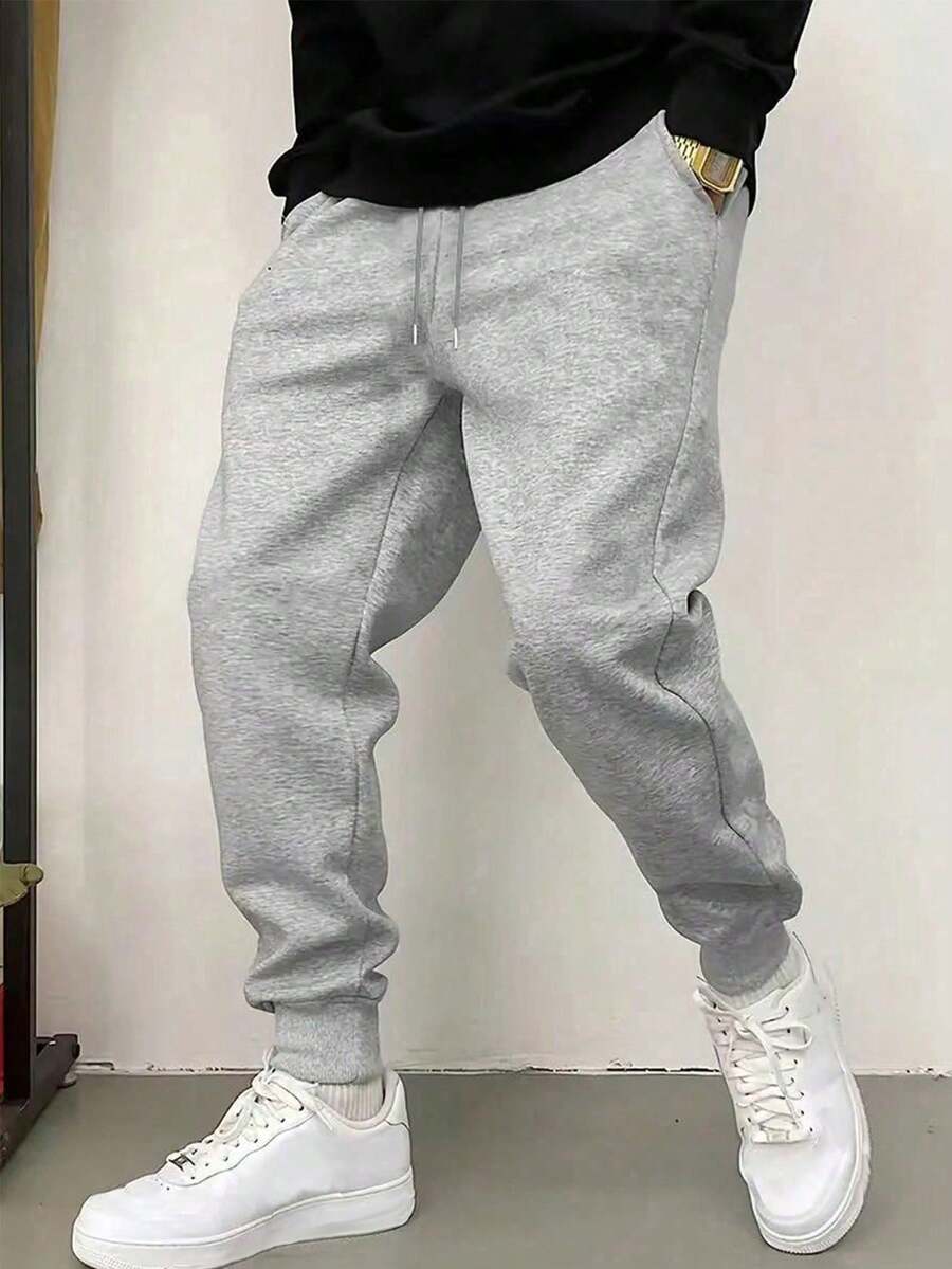 1PC Men's Solid Color Simple Style Versatile Knitted Pants, Suitable For Sports And Leisure, Fashionable And Versatile, Comfortable To Wear, Women Can Buy It For Boyfriends And Husbands, It Will Be A Great Gift , Fall