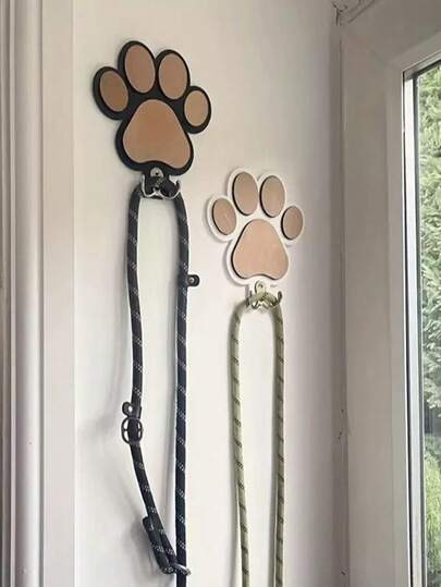 Farmhouse Style Dog Paw Wall Mounted Hook, Dog Leash Hanger, Wooden Paw Key Holder Organizer Rack, Suitable For Rustic Home Decor, Personalized Dog Leash Hanger, Solid Wood Paw Print Dog Leash Hook, Entrance Farmhouse Style Pet Name Engraved Wall Mount, Pet Decor Sign And Plaque, Gift For Dog Owners