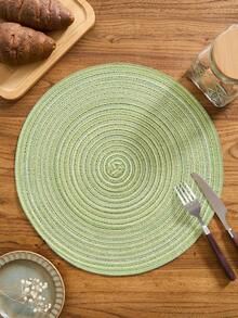 1/4/6/12pcs Bohemian Style Woven Placemats, Round Solid Color Dining Table Mats For Kitchen, Bowls, Cups, Suitable For Holidays, Parties, Birthdays, Vintage, Countryside, Outdoor, Home Decor, All Seasons - Green - View 3