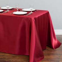 1pc High-End Party/Restaurant Solid Color Satin Tablecloth - Burgundy - View 4