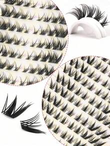 252pcs Of Segmented Oblique Flying And Nine Tailed Rabbit False Eyelashes With Thick Natural Simulation Eyelashes, Segmented Non Detachable Novice Plain Face Self-Adhesive Eyelashes Are Suitable For Daily Wear Or Occasions, And Can Be Reused - D - 查看 6