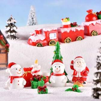 1 件微型圣诞树雪人小雕像圣诞老人装饰品家居新年圣诞节礼品盒娃娃屋装饰