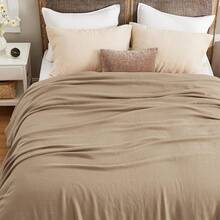 % Cotton Twin XL Size Bed Blanket - Breathable, Lightweight, Soft Cozy Herringbone Woven Summer Blanket College Dorm, White, 66x90 Inches - 10 - 棕色 - 查看 1