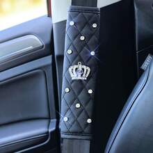 1/2pcs Shoulder Pads With Rhinestones For Car Belts, Shoulder Protection, And Car Interior Accessories.