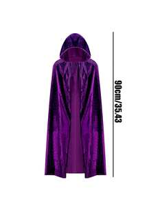 1PC High Density Velvet Witch Hooded Cape, Women's Halloween Queen Party Cosplay RobeCloak,SuitableForHalloween,Christmas,Devil, Vampire, Renaissance Medieval Costume Accessories