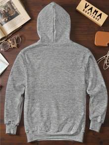 Mujer Casual Sudadera Estampado NYC Patch Bolsillo Ajuste Holgado Capucha Manga Larga Otoño Invierno Diario - Gris - Ver 2