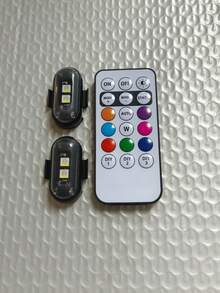 GLANBERT 1 set Luce di segnalazione mini a LED RGB per moto, luce di segnale con telecomando, luce di avvertimento impermeabile per auto, drone